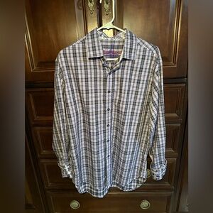 Robert Graham purple plaid button down large cuffs